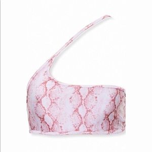 Snakeskin Print shoulder cut bikini crop top